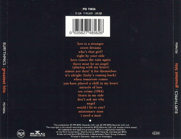 Eurythmics  Greatest Hits (Music CD)