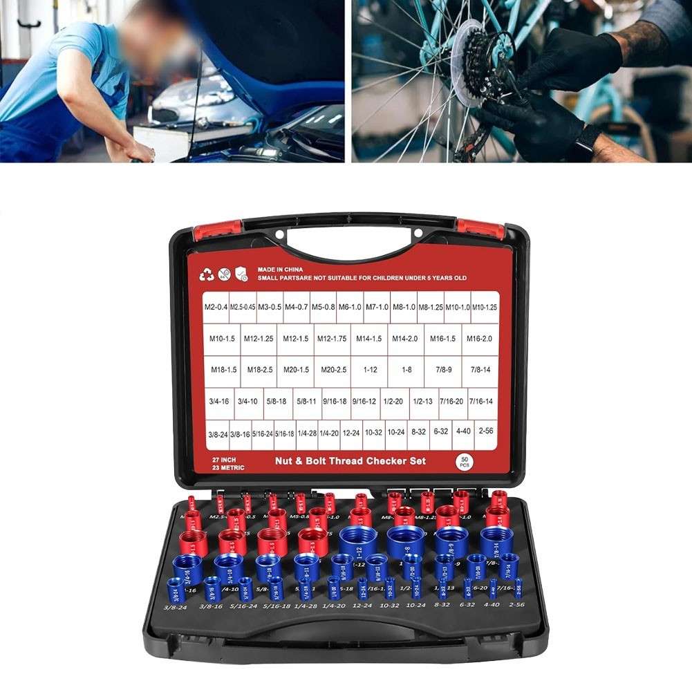 50pcs Nut And Bolt Thread Gauge Set For SAE And Metric Thread Identification