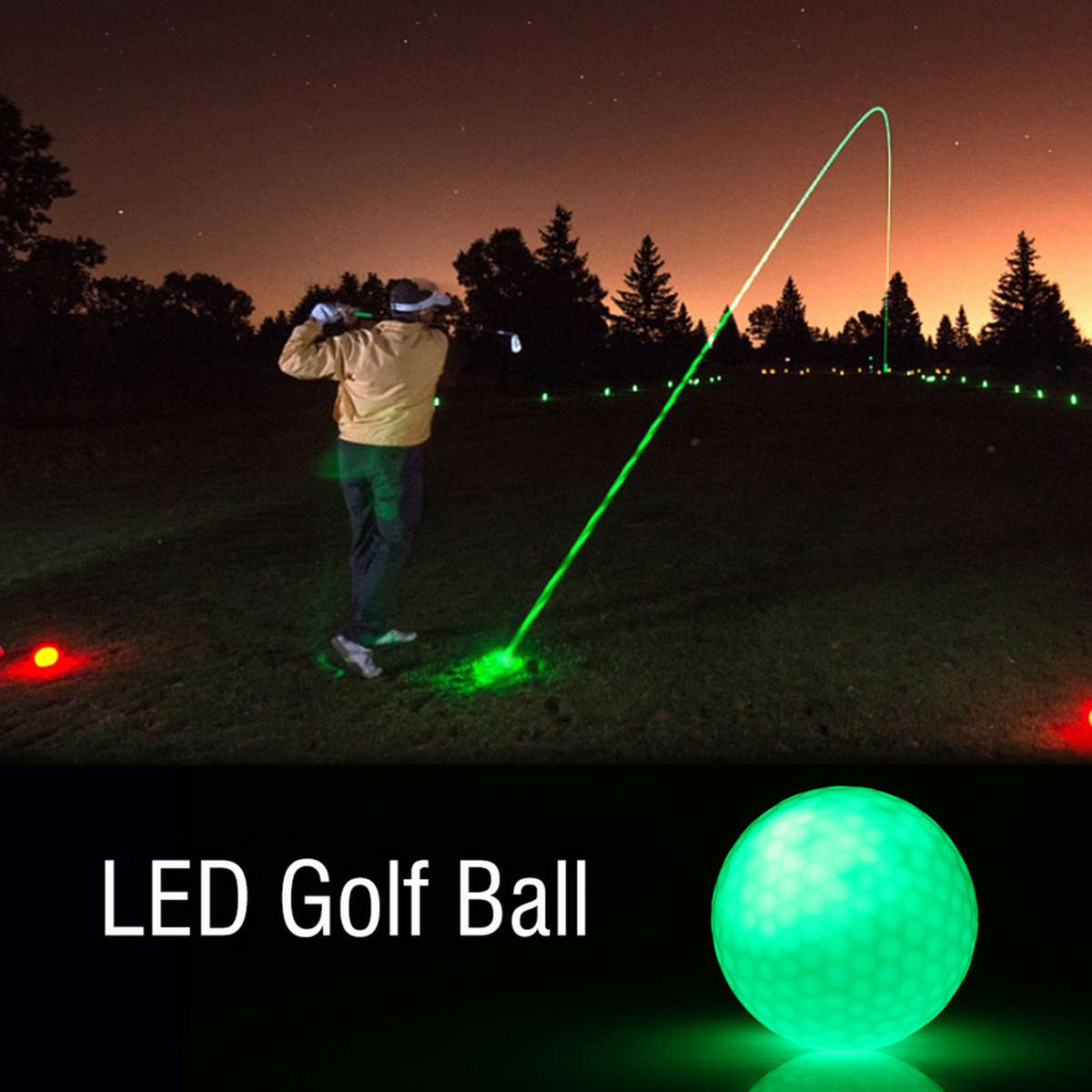 (Green)1Pc Electronic LED Lighting Ball For Dark Night Sport Practice CH