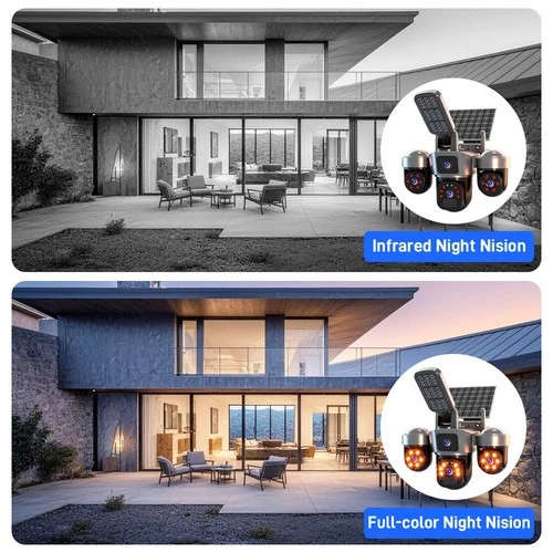 Solar Battery Wireless WiFi Outdoor Pan/Tilt Home Security Camera 9MP HD w/ 32GB