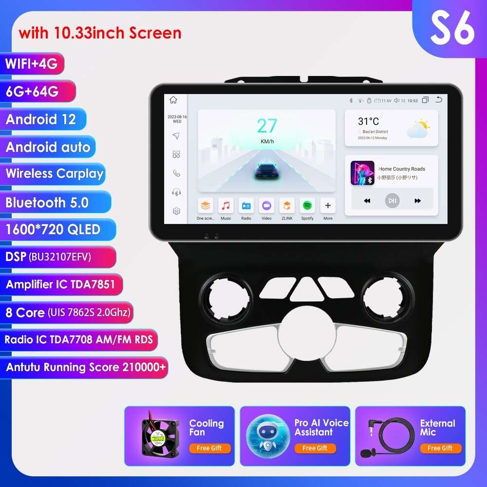 6+64GB Android12 Stereo Radio GPS 10.33"for Dodge Ram 1500 2500 3500 2013-18 DSP