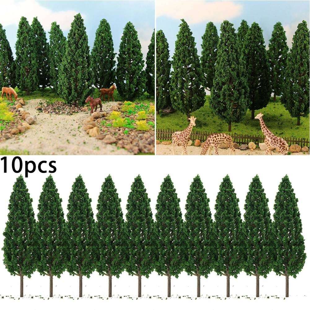 10x 15cm Model Pine Trees Green For O G Scale Railway Scenery Layout