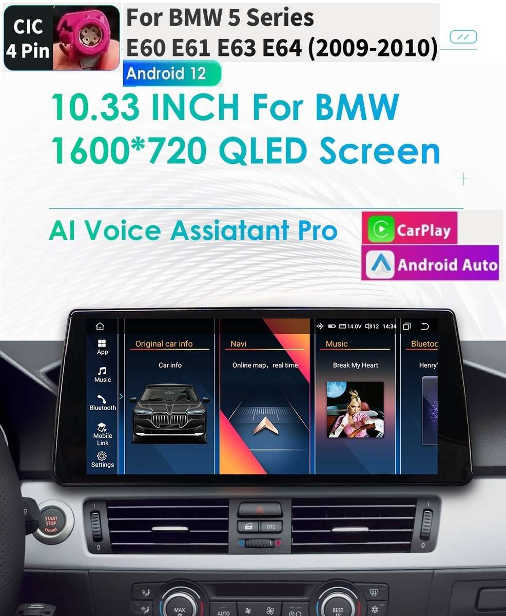 For BMW 5 Series E60-E64 CIC 10.33"Android 6+64G Car Stereo GPS Radio Carplay AI