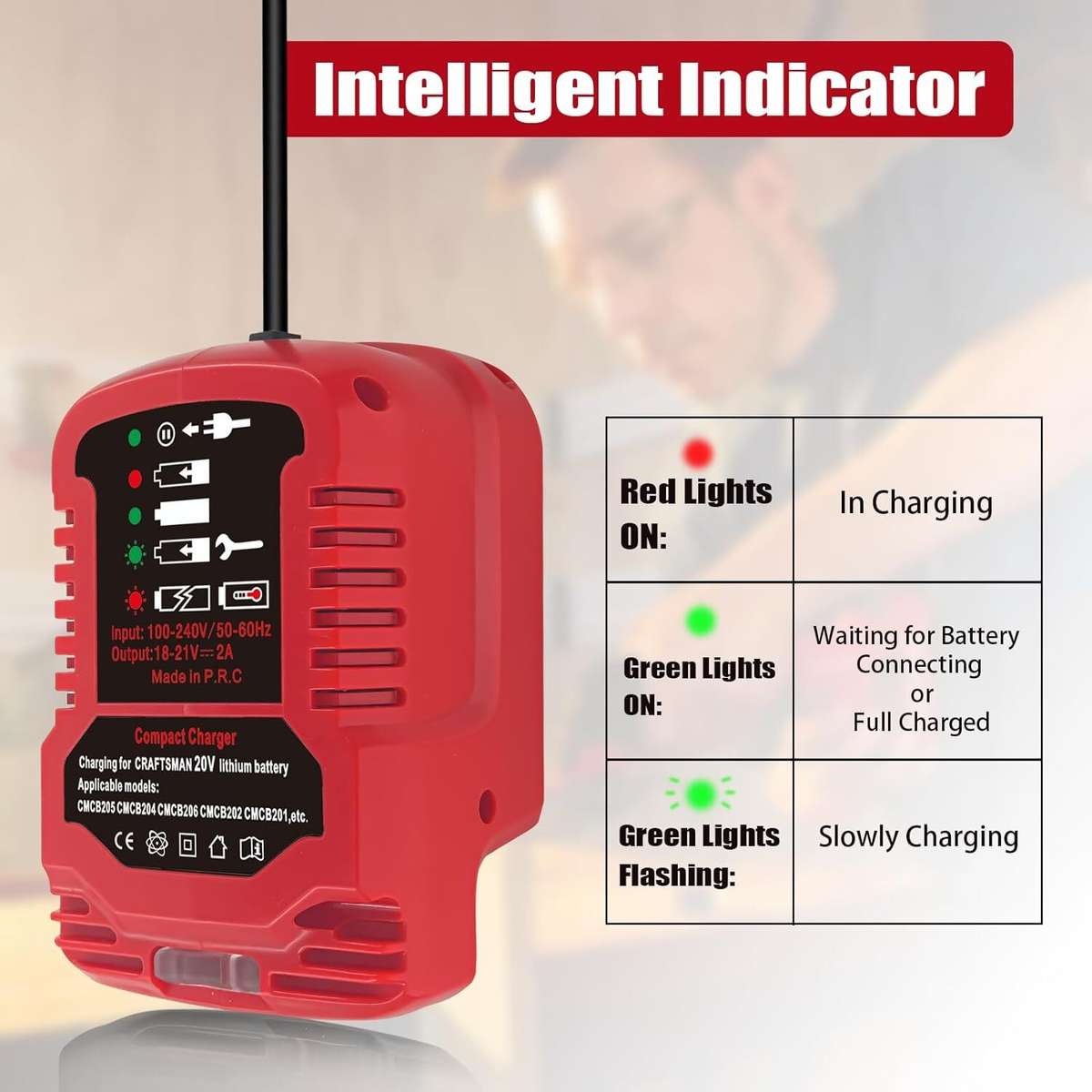 Mini Charger for Craftsman 20V Li-ion Battery CMCB204 CMCB202 CMCB201 CMCB209