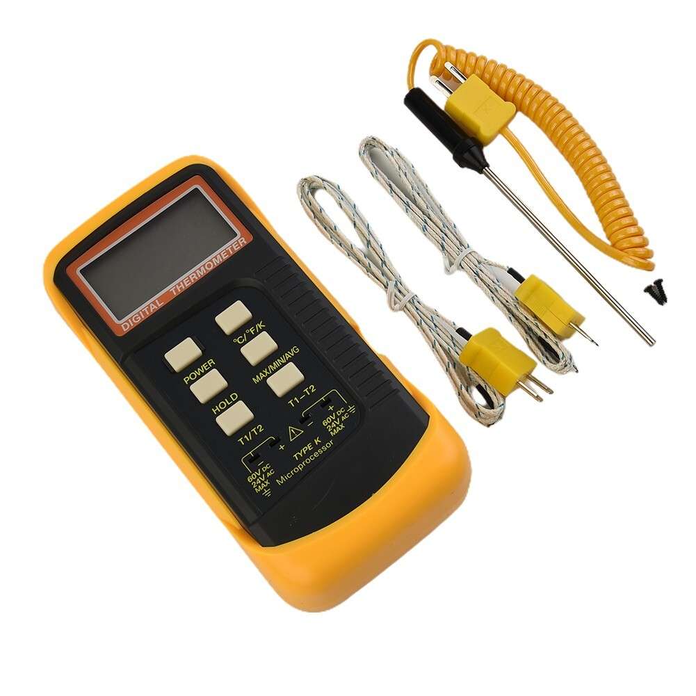 Dual Channel K-Type Digital Thermocouple Thermometer 6802 II 2 Sensors+ Probe
