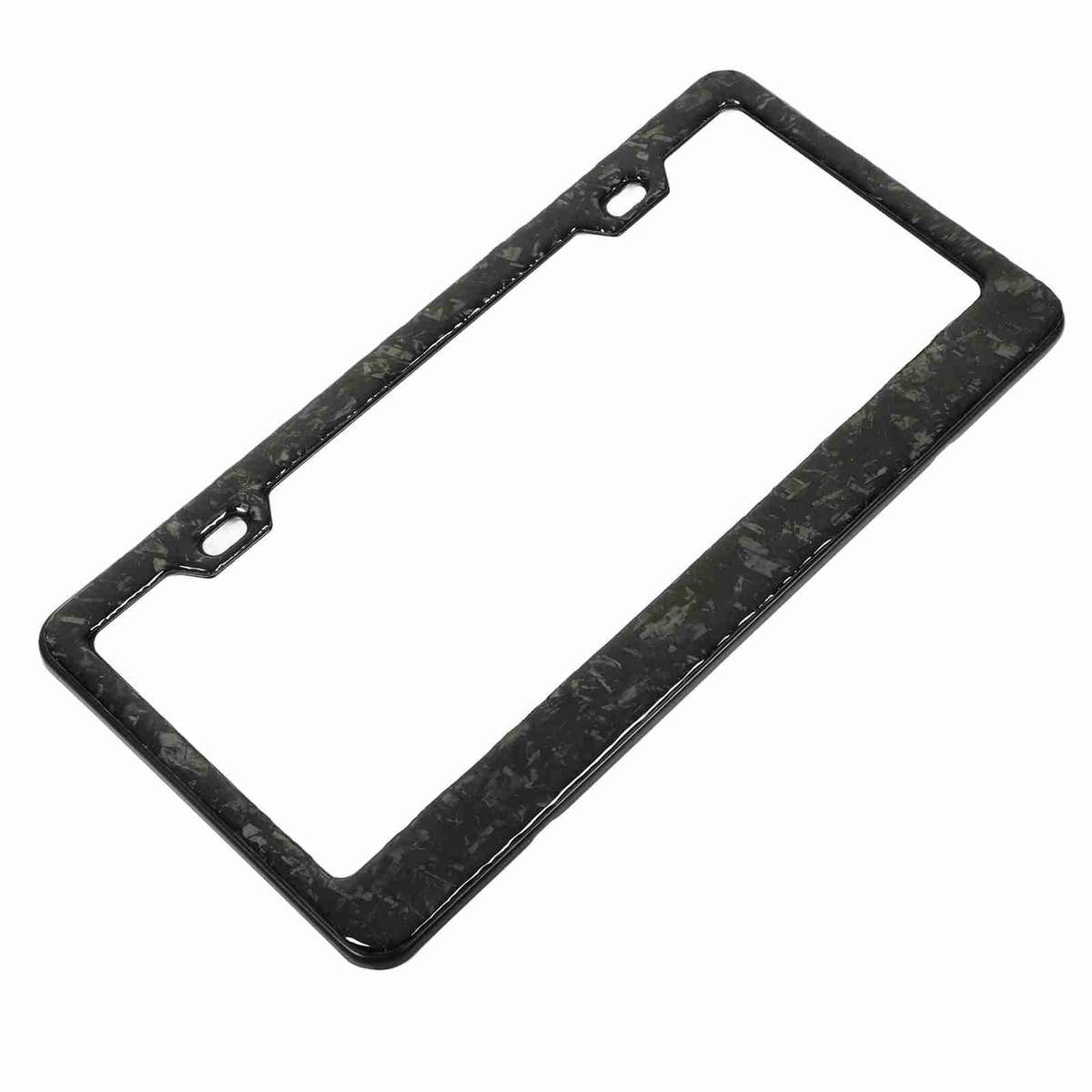 License Plate Frame Bright Forged Carbon Fiber Style Smooth Clear Texture Fo CHW