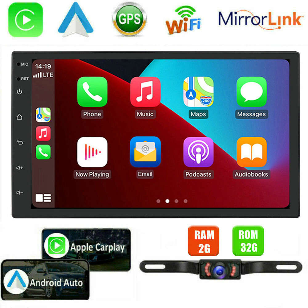 7 Inch Android 11 Double 2DIN Car Radio Stereo CarPlay GPS 2+32GB BT WiFi+Camera