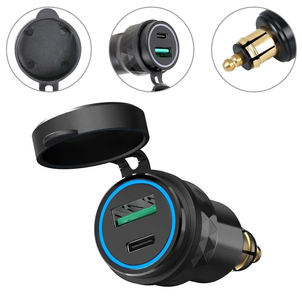 USB TypeC Fast Charger Power Adapter For Hella DIN Plug Socket For GS Motorcycle