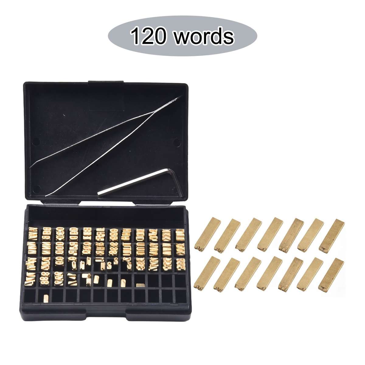 120pcs Coding Machine Word Grain Copper Letters Thermal Ribbon Printing Font