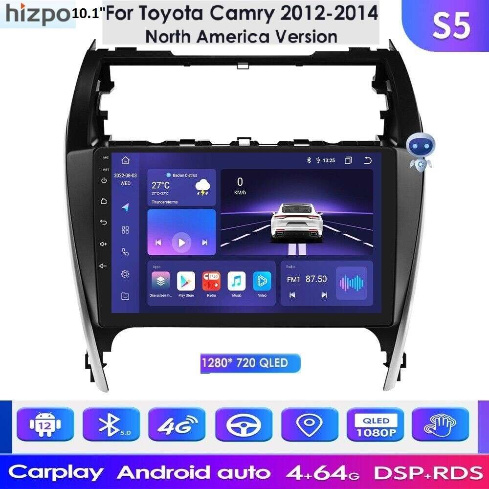 Octa-Core 64GB Android 10.1" GPS Radio CarPlay Auto DSP For Toyota Camry 2012-14