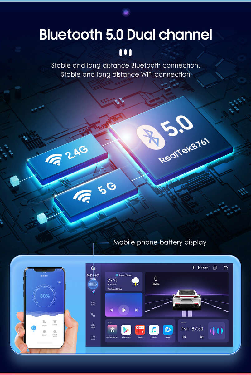 8-Core 9" Car Stereo Radio Android 12 CarPlay Auto GPS Navi Player DSP 6GB+128GB