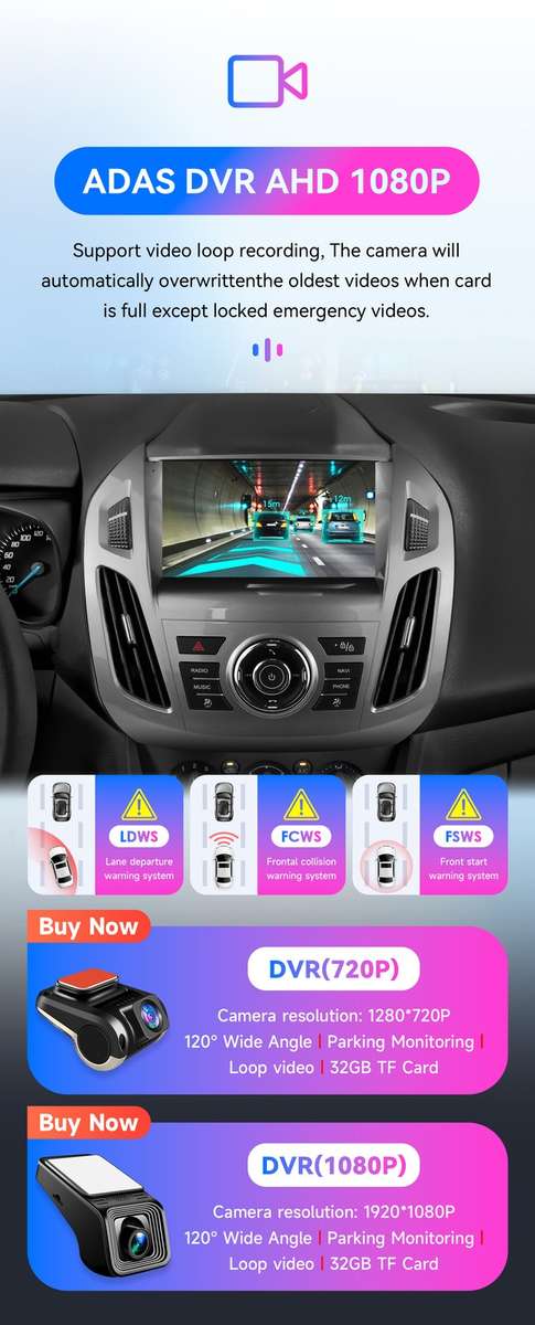 8Core For Ford Transit Connect 2013-18 Android14 Carplay Radio Stereo GPS 4+64GB