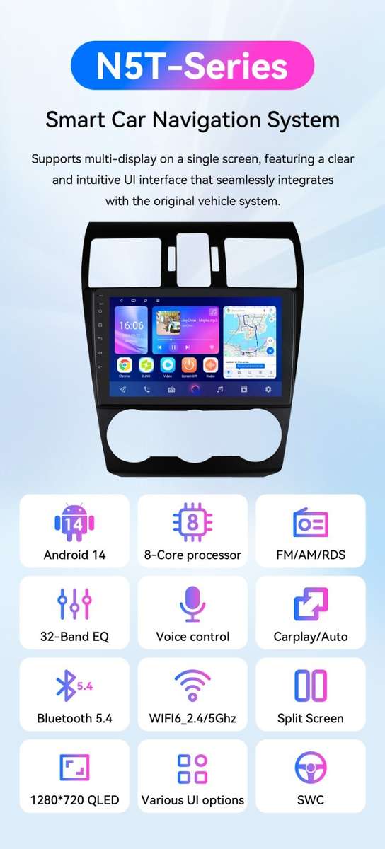 4+64G For Subaru Forester Impreza 2013-2015 CarPlay Android Car Stereo Radio GPS