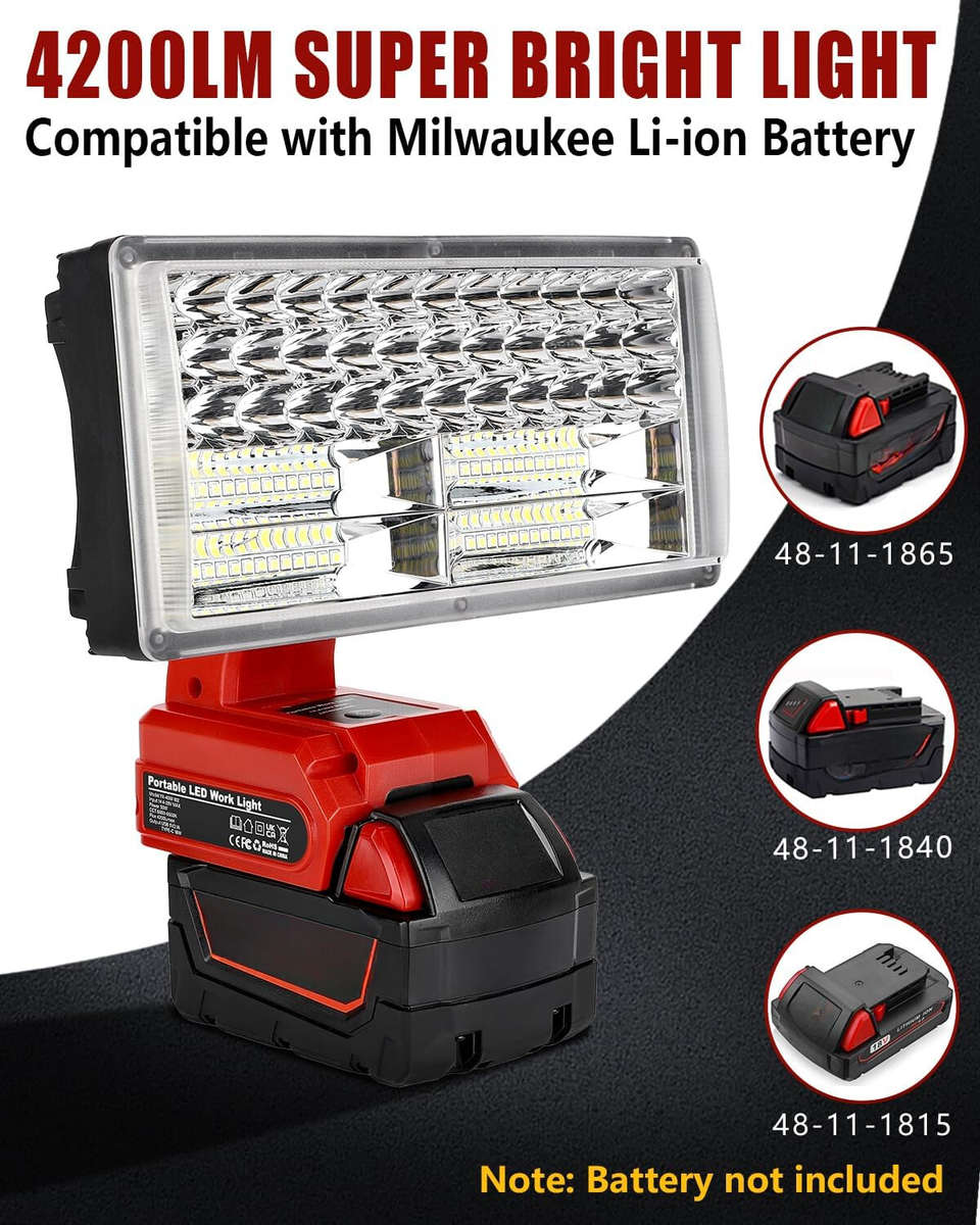 40W 4200LM Flashlight Led Work Light Floodlight Spotlight for Milwaukee 18V USB