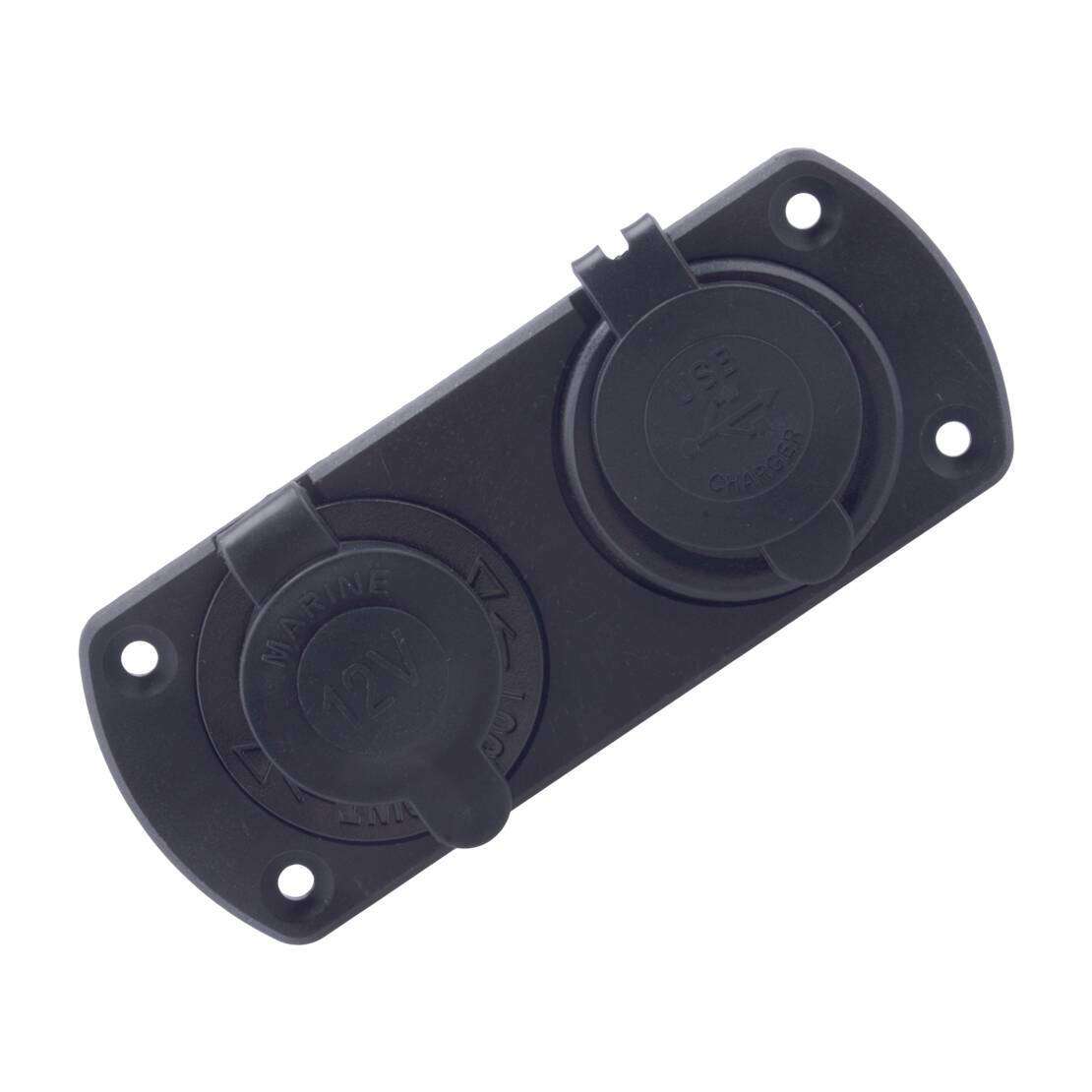 12V Dual USB Car Lighter Outlet Socket Charger With Fuse Panel Mount New