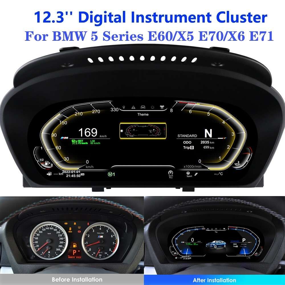 For BMW 5 Series E60 E70 2008~2013 LCD Cluster Instrument Speedometer 12.3 Inch