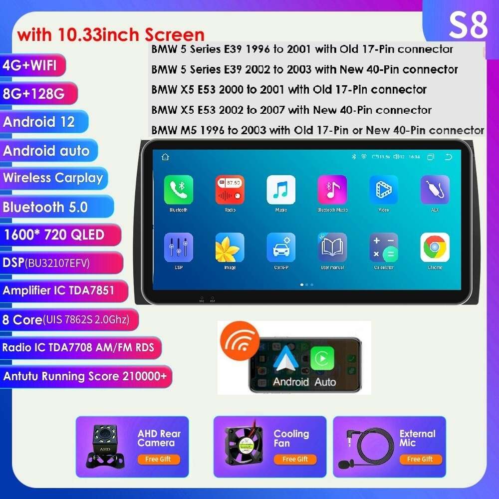 For BMW X5 E53 10.33" Android 12 8Core 8+128GB Car Stereo Radio GPS DSP Car Play