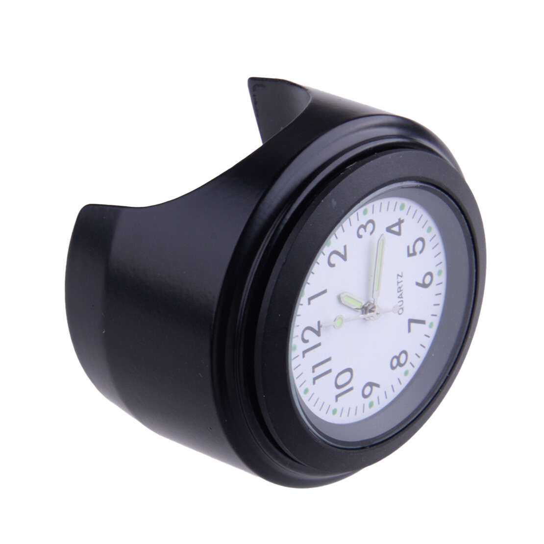 7/8" 1" Universal for Motorcycle Handlebar Black Mount White Surface Dial Clock