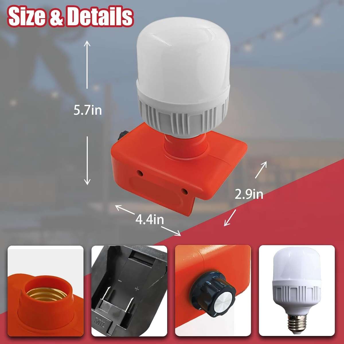 LED Work Light Protable Lamp Flashlight Camping Light for Einhell 18V Lantern