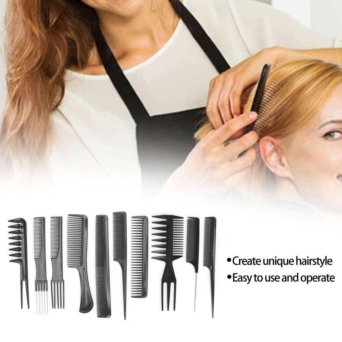 10pcs Professional Hair Styling Comb Set Salon Hairdressing Combs Set Barber CHW