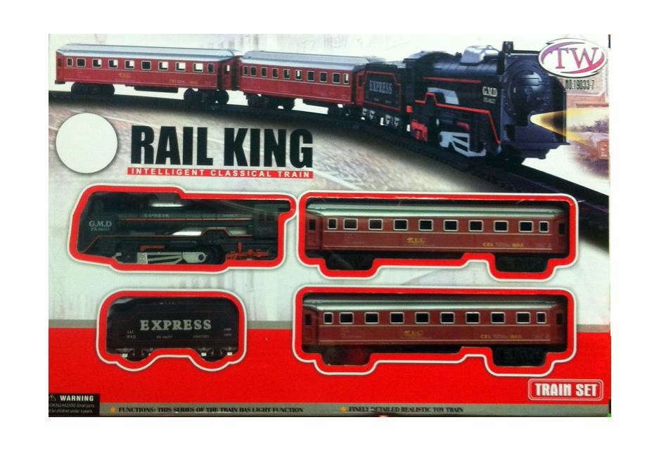 Small size RAIL KING Classical Train Toy Set Locomotive with Light Track Battery Operated