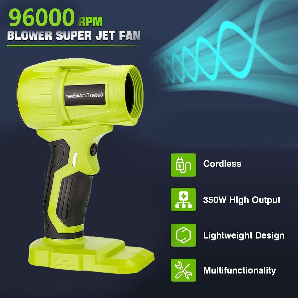 350W Cordless Handheld Leaf Blower For Ryobi 18V Violent Blower Mini Jet Fan