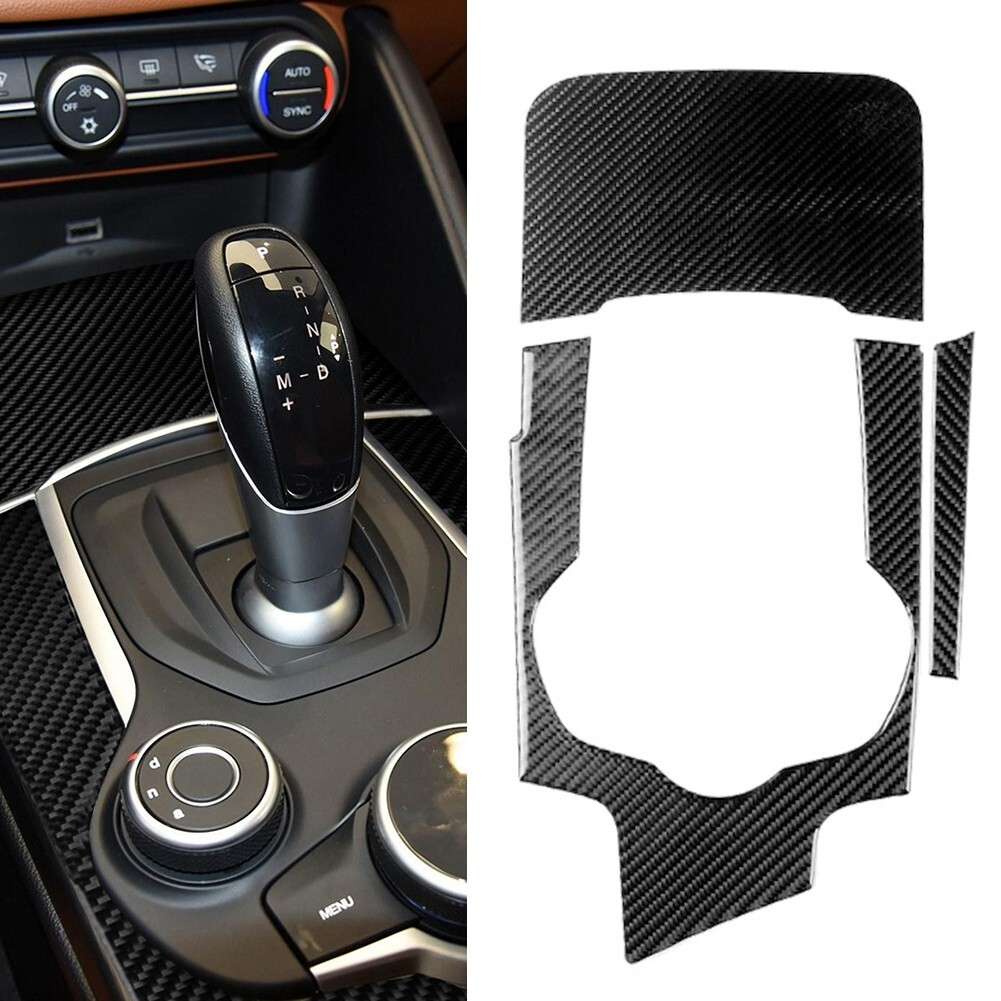 3pcs Carbon Fiber Style Console Panel Trim Cover For Alfa For Romeo For Giulia