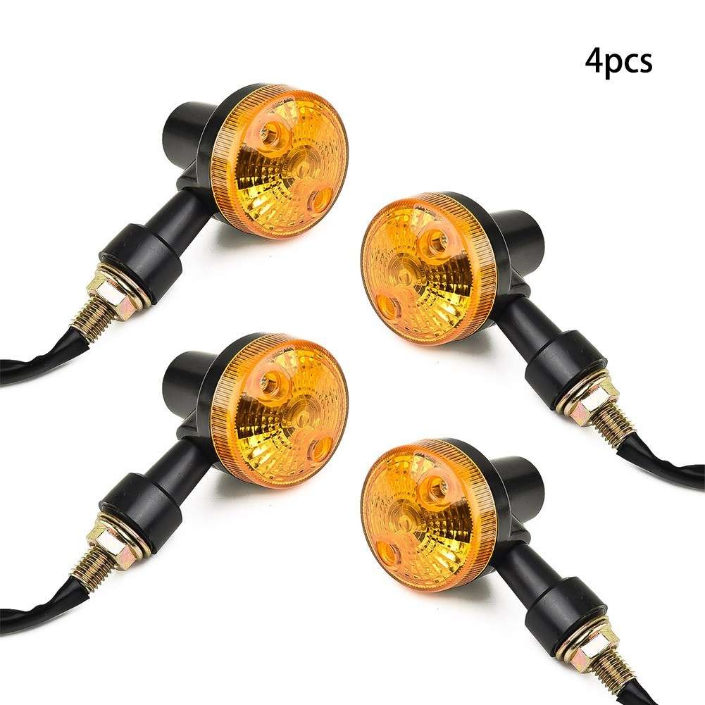 4* INDICATORS TURN SIGNAL AMBER LENS MOTORCYCLE BLINKER LIGHTS-BULBS