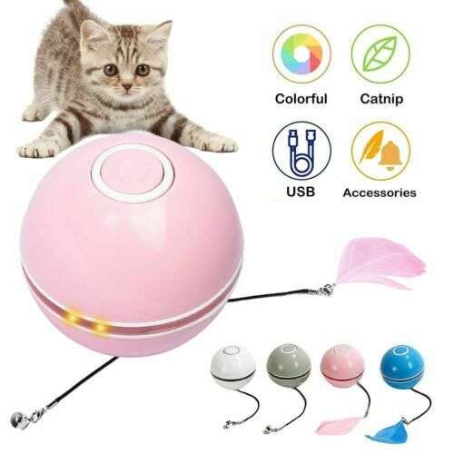 Smart Rechargeable Interactive Cat Toy Colorful LED Self Rotating Catnip Ball