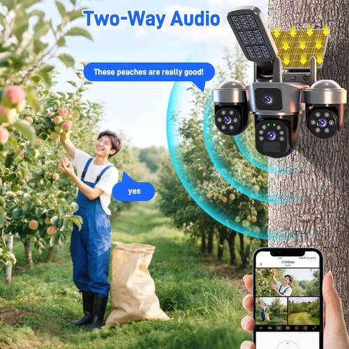 Solar Battery Wireless WiFi Outdoor Pan/Tilt Home Security Camera 9MP HD w/ 32GB