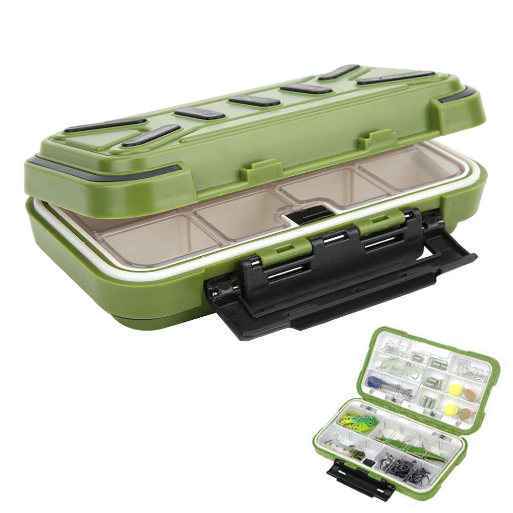 (M C Green)ABS Waterproof Fishing Tackle Box Bait Lure Hooks Storage Case CH