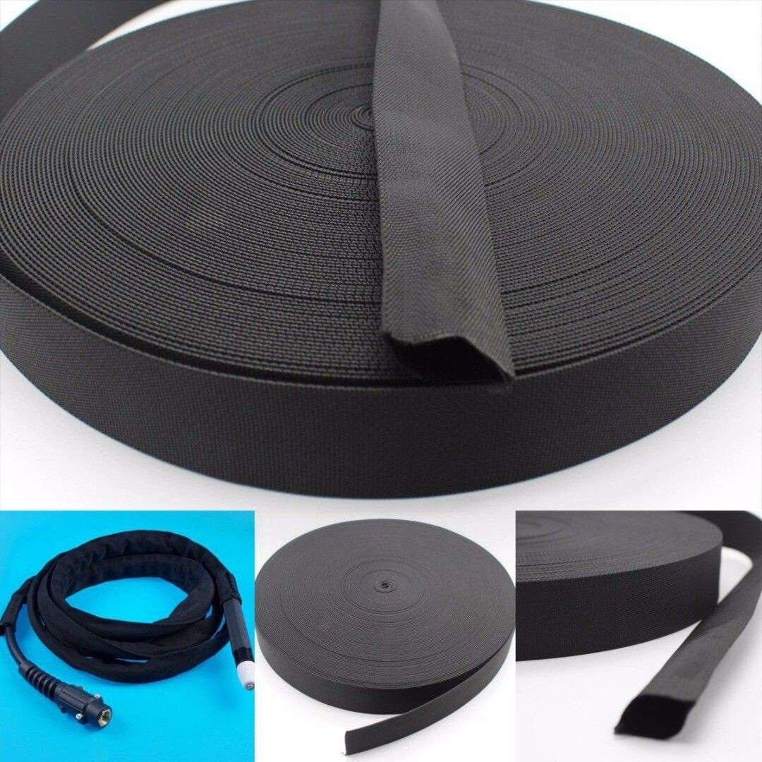 Nylon Protective Sleeve Cable Cover Tig Plasma Torch Hydraulic Hose 25Ft Black