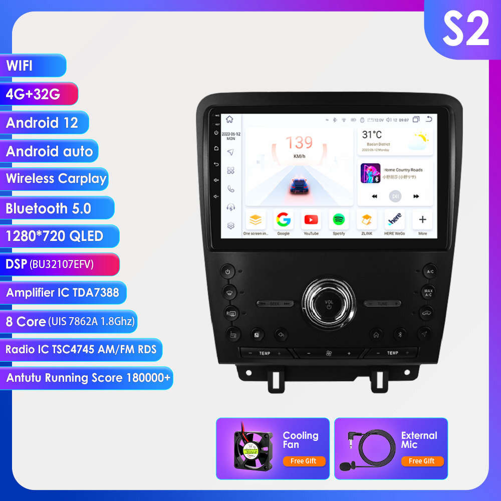 For Ford Mustang 2010-14 Android 13 CarPlay Car Radio Stereo DSP GPS 8Core 4+32G