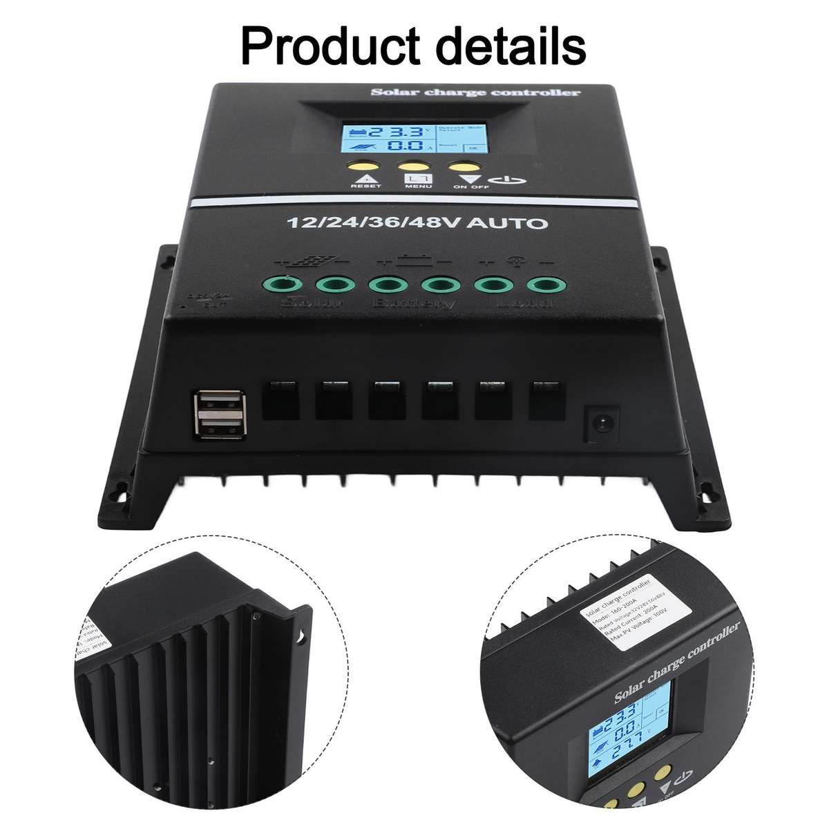 200A MPPT Solar Charge Controller With Dual USB Ports For Multiple Devices
