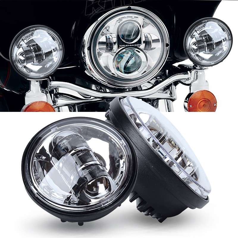 4.5" LED Projector Auxiliary Passing Spot Fog Head Light Lamp For Harley Touring