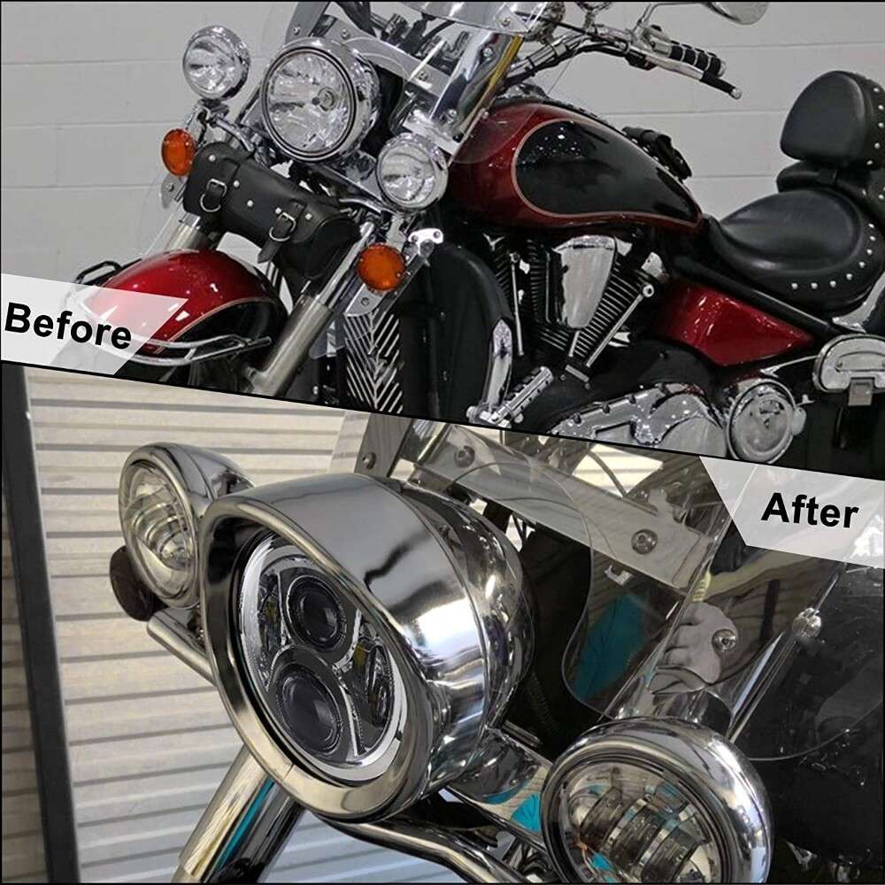 7'' Headlight Visor Style Trim Ring Chrome For Harley Touring Electra Glide