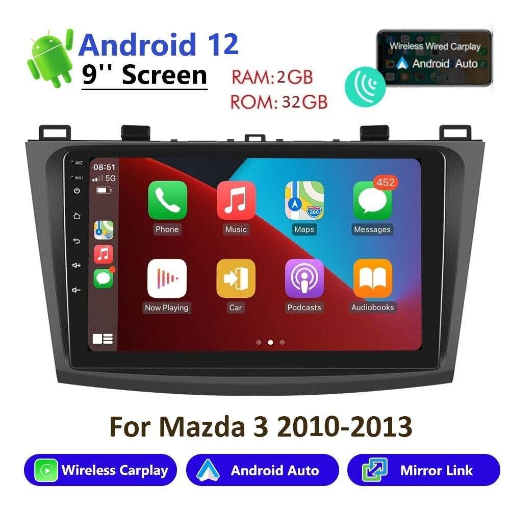32GB Android 12 Car Radio Stereo GPS Navigation Player For Mazda 3 2010-2013