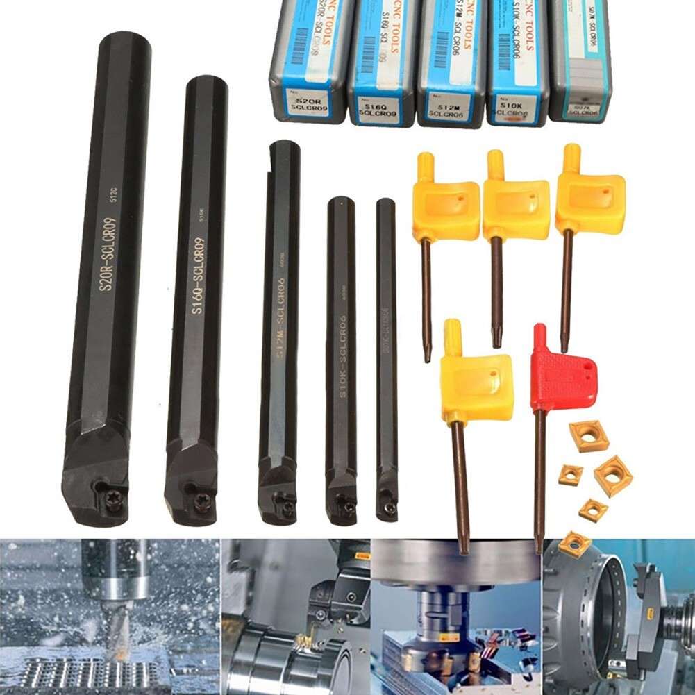 5x/set 7/10/12/16/20mm SCLCR09 Turning Tool Boring-Bar Holder Insert For CCMT