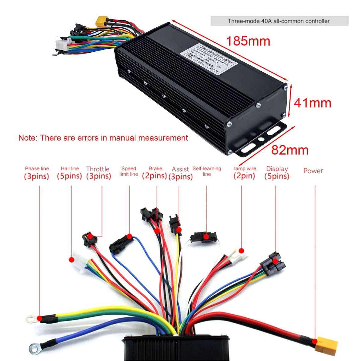 36V 48V 52V Brushless Controller With LCD Display For 40A 1500W 2000W E Bikes