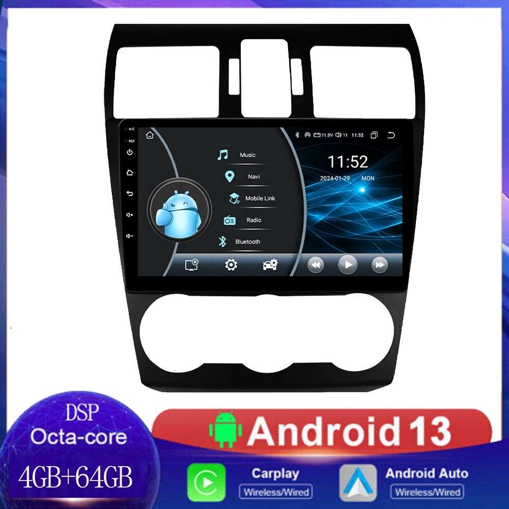 8Core CarPlay 9"For Subaru Forester Impreza 2013-15 GPS Radio DSP Android 4+64GB
