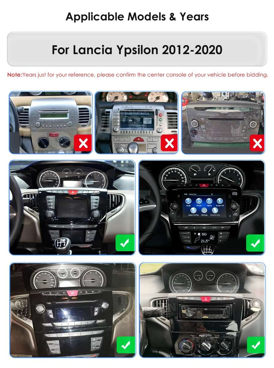For Lancia Ypsilon 2012-2020 9''Android 13 Carplay GPS Navigation WIFI 2+32GB BT