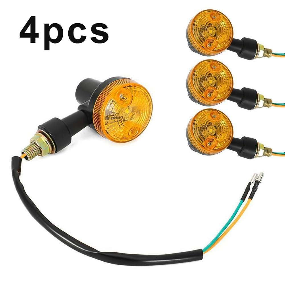 4* INDICATORS TURN SIGNAL AMBER LENS MOTORCYCLE BLINKER LIGHTS-BULBS