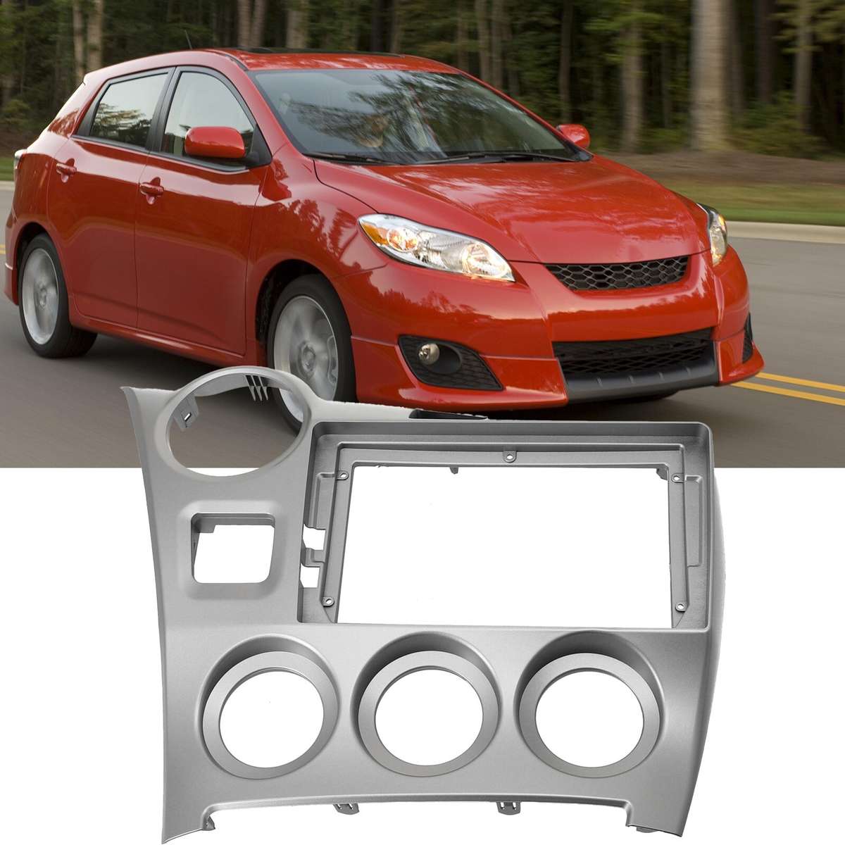 9-inch Car-Radio Stereo Fascia Frame Panel,Silver For Toyota For MATRIX 2009-14