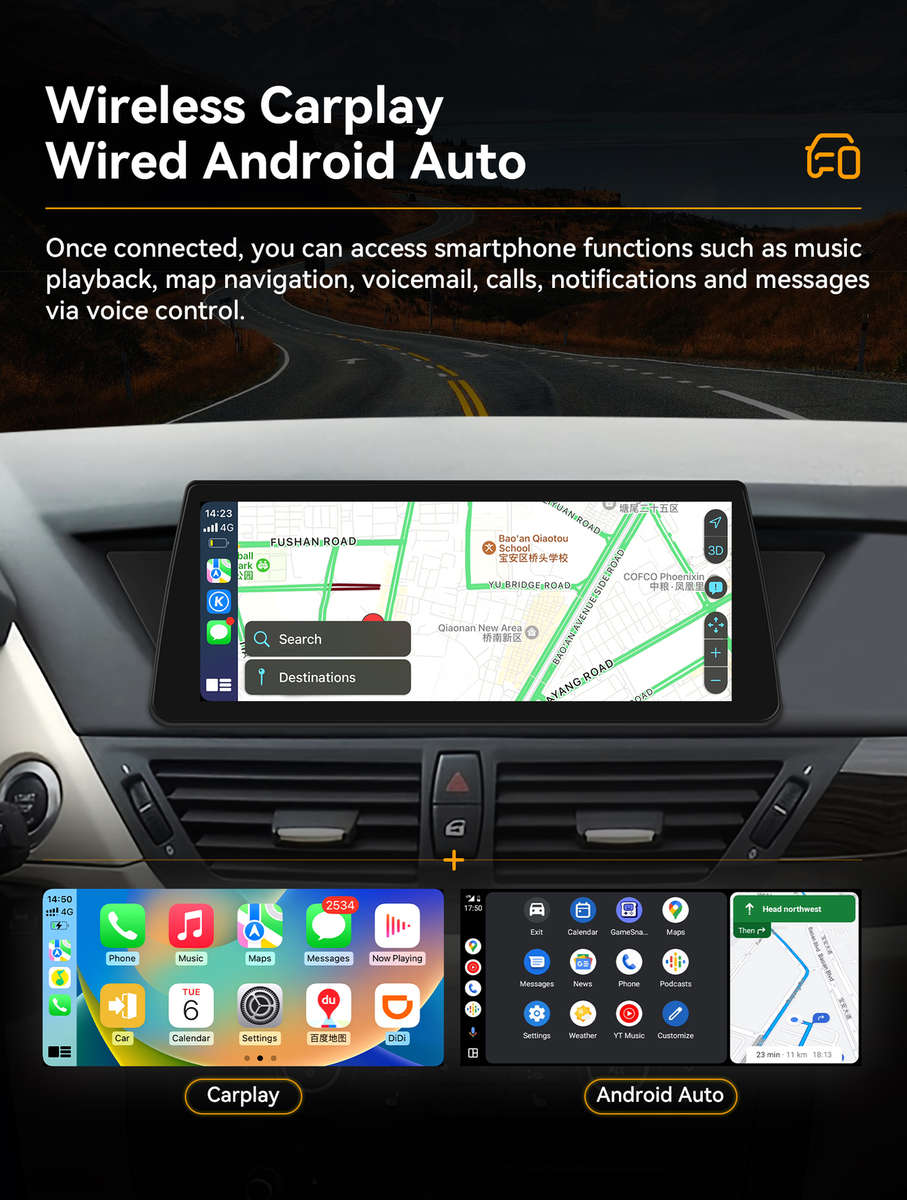 10.25" Screen Android 13 Apple Carplay GPS For BMW X1 E84 Multimedia Car Stereo