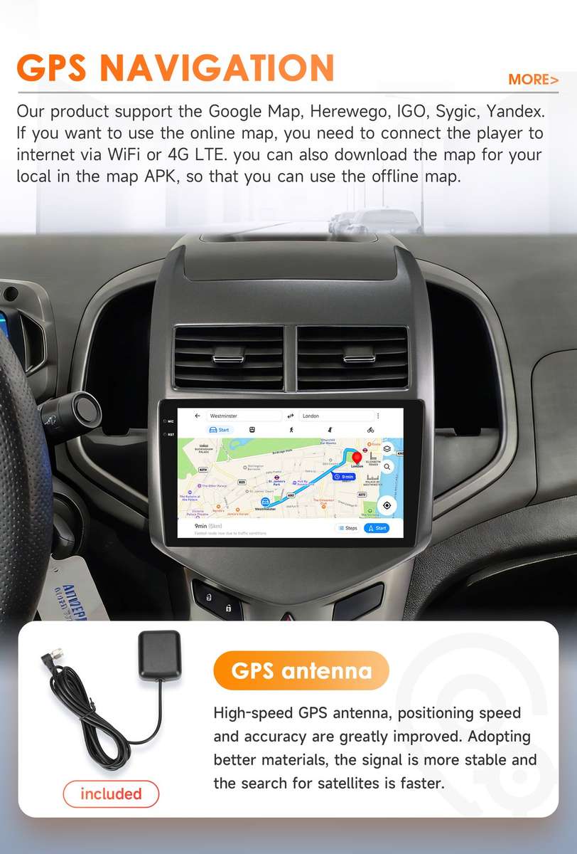 8Core CarPlay For Chevrolet Aveo Sonic 2011-15 Android 14 GPS Radio Stereo 4+32G