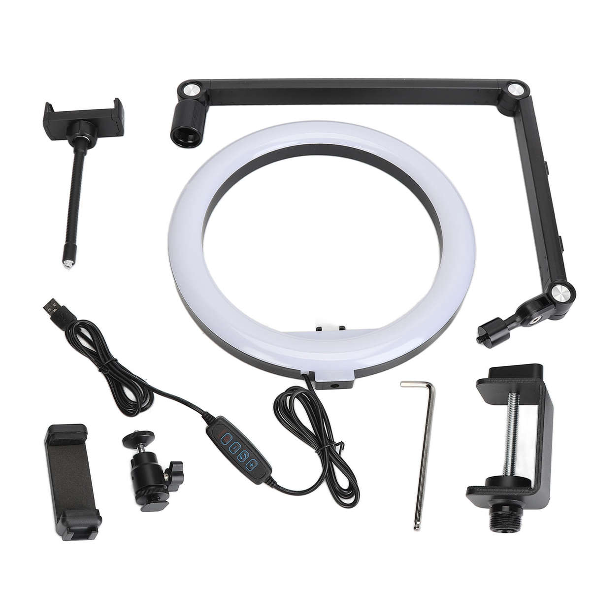 10in Live Stream Fill Light Angle Adjustable Dimmable Clip On LED Ring Light CHW