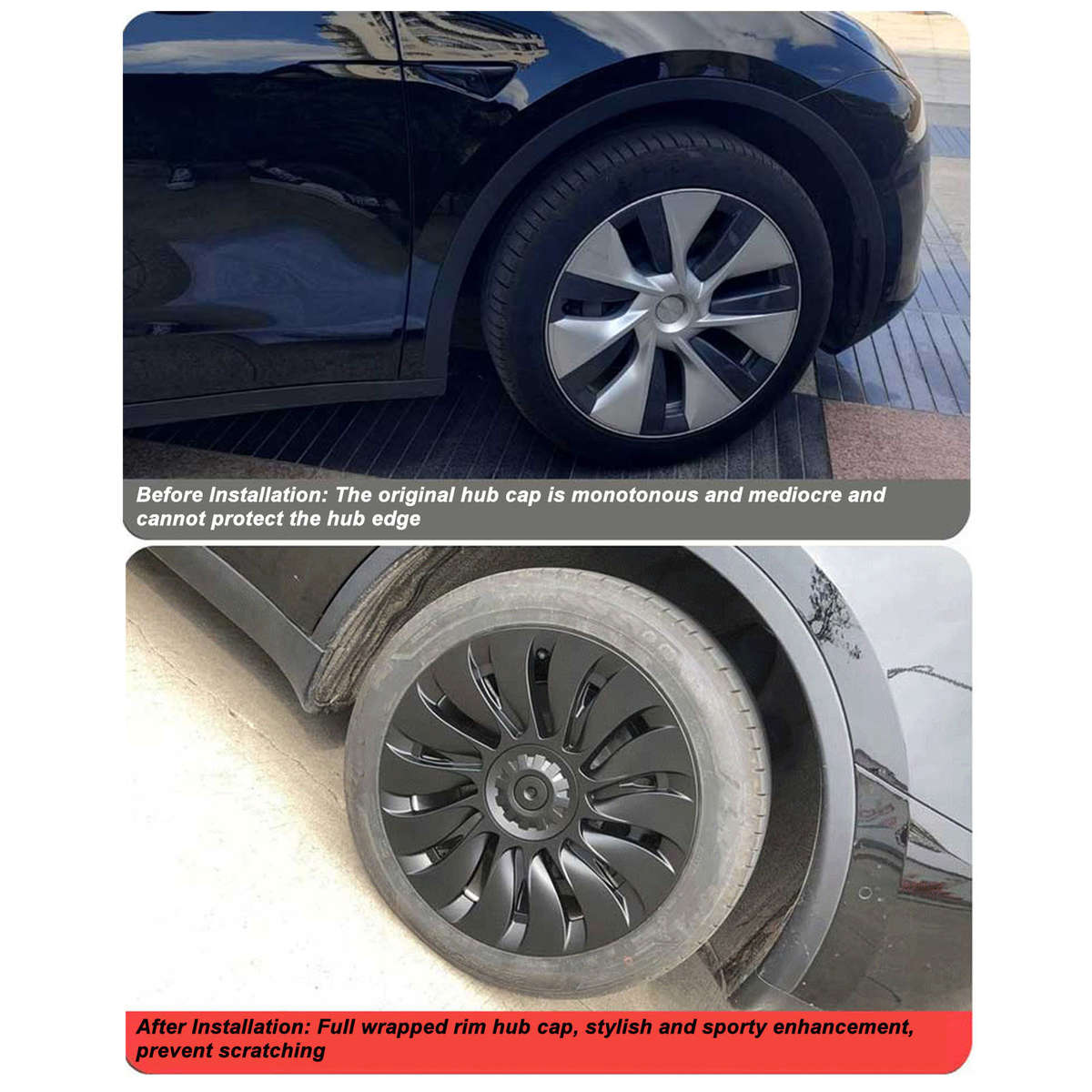 4 Pcs 19in Wheel Hub Cover Fully Wrap Hubcap Rim Protector Trim Part For