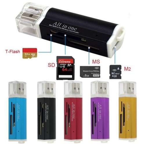 FREE SHIPPING -High Speed All in 1 USB Memory Card Reader Adapter For Micro SD MMC SDHC TF M2