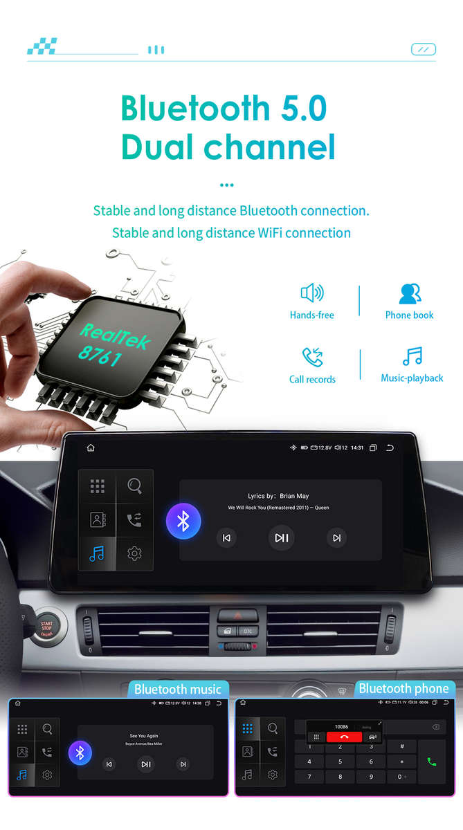 10.33"Android 12 Carplay Stereo GPS Radio IPS for BMW 3 Series E90 E92 2009-2012