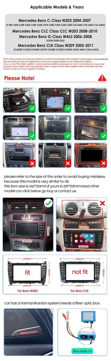 9"For Mercedes-Benz C-Class W203 C230 8Core Android 13 Car GPS Radio CarPlay DSP